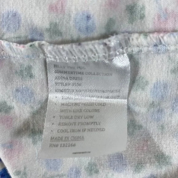 Jelly The Pug Adina Dress Blue Bow Denim‎ Floral A Line - Picture 7 of 7